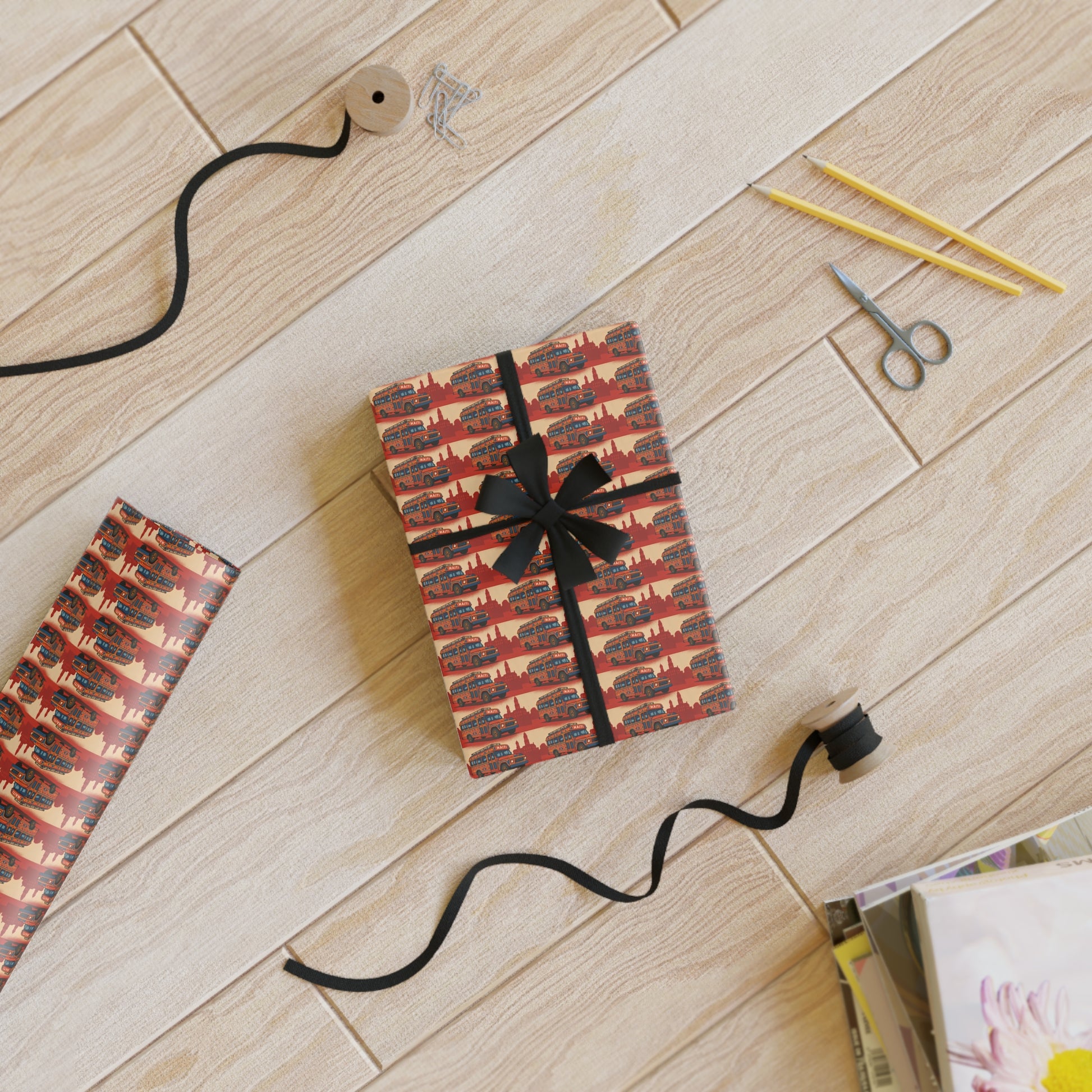 Ti Bwa Fouye Gift Wrapping Paper, Unique Holiday Wrap, Eco-Friendly Gift Wrap, Birthday, Christmas, Art-Inspired Packaging