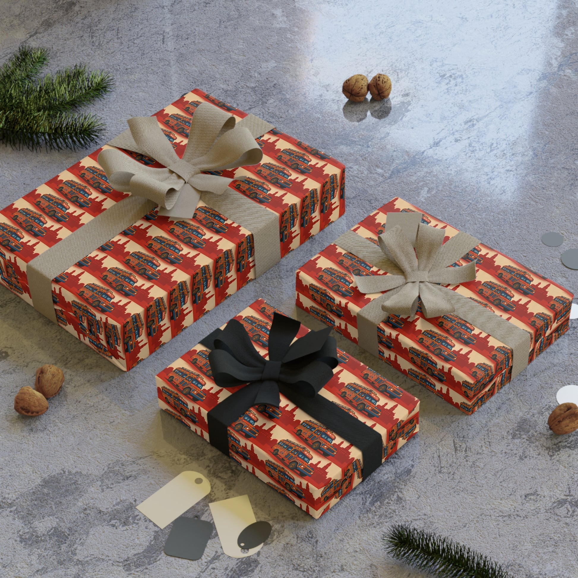 Ti Bwa Fouye Gift Wrapping Paper, Unique Holiday Wrap, Eco-Friendly Gift Wrap, Birthday, Christmas, Art-Inspired Packaging